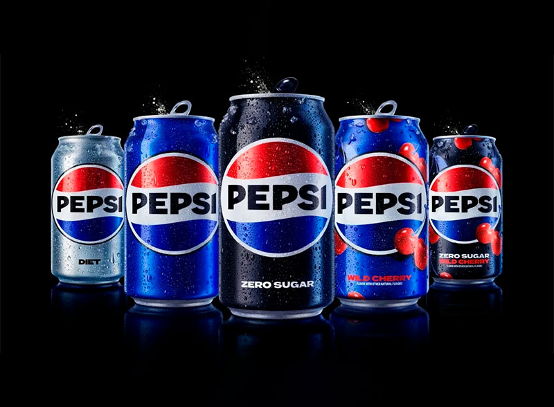 Identidade Visual da Marca Pepsi nas latas em 2025